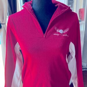 Woman’s HARLEY Davidson 1/4 inch zip Red Hoodie Indiana. Size M